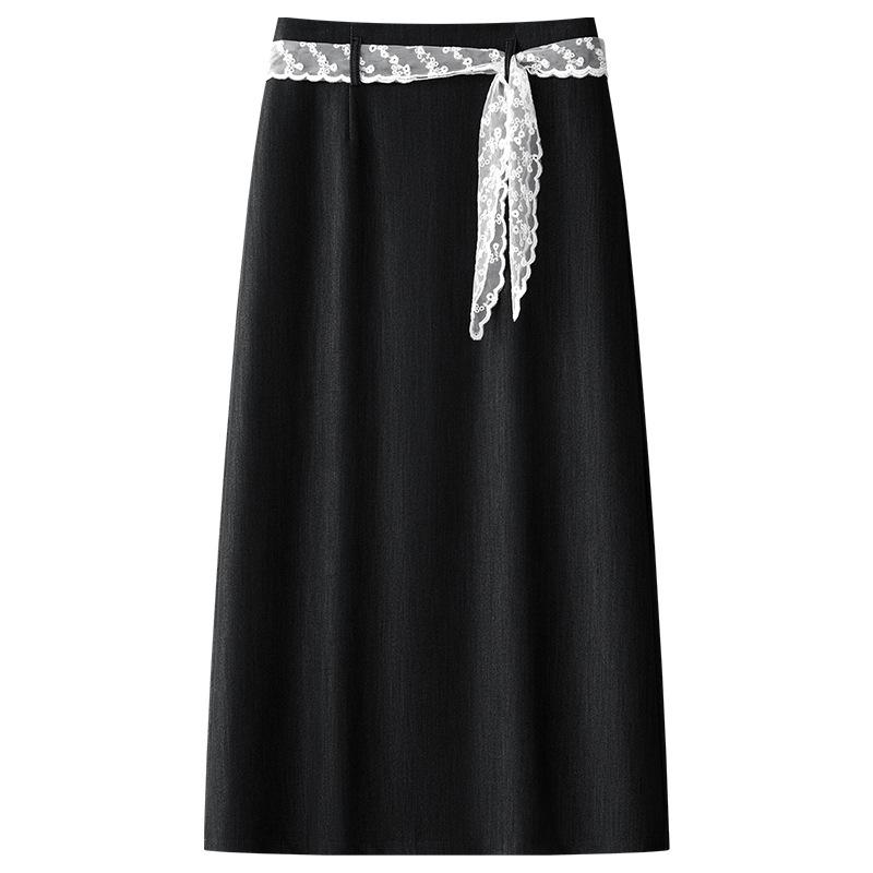 

Женская белая кружевная миди-юбка А-силуэта – Облегающая бедра, Повседневная и Миниатюрная, Коллекция Лето 2025 XL чёрный