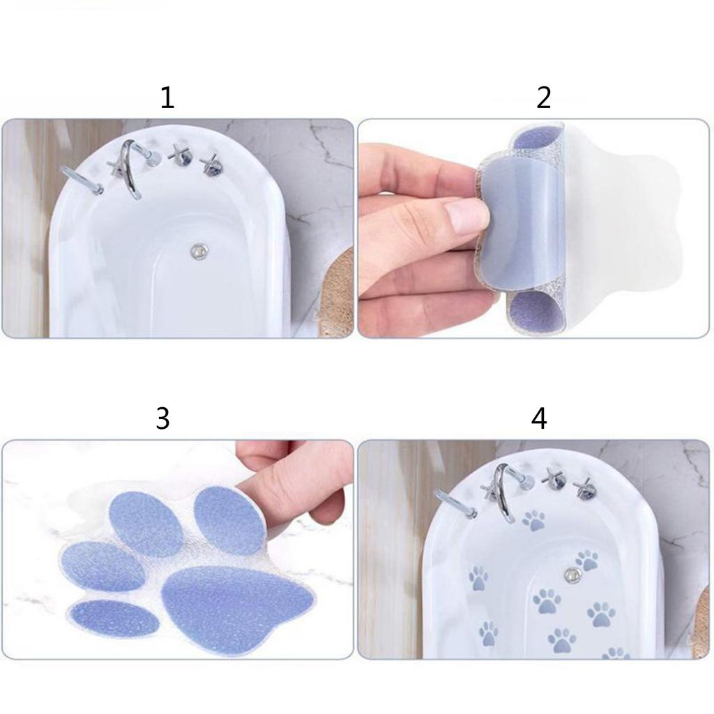 8pcs Non slip Bathtub Stickers Self-Adhesive Paw Print Decals Prevent Slips and Falls in the Bathroom Improve Security