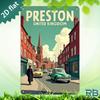 Artă Murală Nouă Trendy HD Metalică Poster de Călătorie Retro Vintage Preston Regatul Unit Peisaj Urban cu Clădiri Clasice din Cărămidă Roșie S