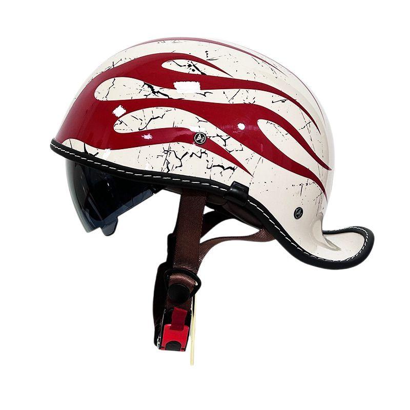 China 3C certification retro motorcycle helmet pedal cruise helmet for men and women with sunscreen goggles half helmet.