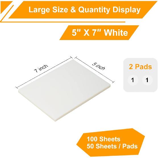 5x7 Inch Transparent Sticky Notes, 2 Pads Large Translucent Self-Adhesive Clear See Through Post Supersize Sticky Notes for Office Woman School