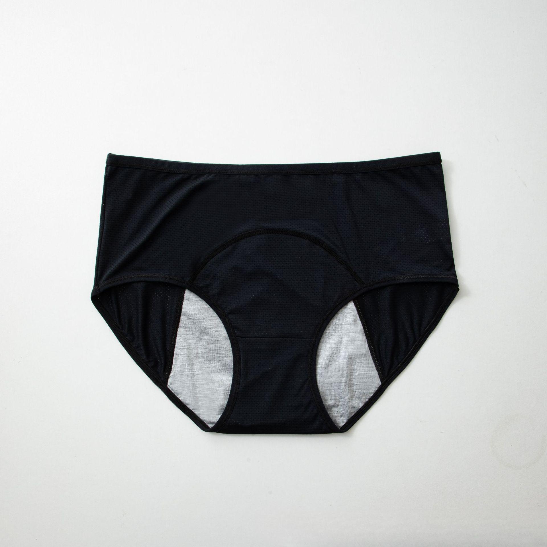 Plus Size Women s Summer Solid Color Mesh Breathable Pre and Post Period Leak Proof Mid High Waist Briefs 2XS
