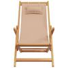 Folding Beach Chair Taupe Solid Eucalyptus Wood and Fabric