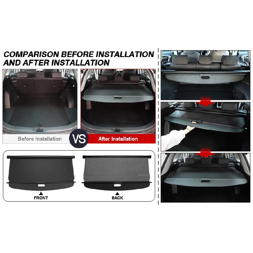 Car Trunk Cargo Cover for Toyota HIGHLANDER RAV4 2020 - 2024 2025 Retractable Rear Trunk Security Cover Shielding Shade Black