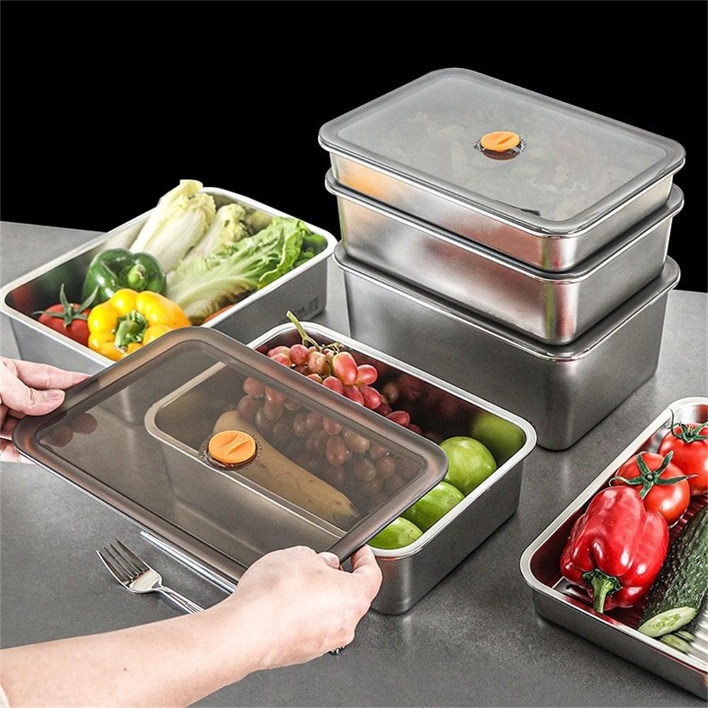 Elegant Kitchen Storage Meat Refrigerator Organizer Stainless Steel Container
