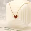 Versatile 18K Titanium Steel Peach Heart Clavicle Chain French Light Luxury Red Acrylic Love Necklace Women'S Pendant
