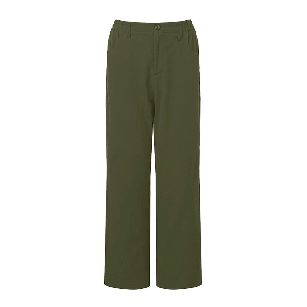 Einfarbige Damen-Freizeithose mit losen Knöpfen und verzierten Taschen