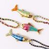 Stainless Steel Marine Fish Pendant Jewelry Multicolor Rope Chain Necklace Portable Designs