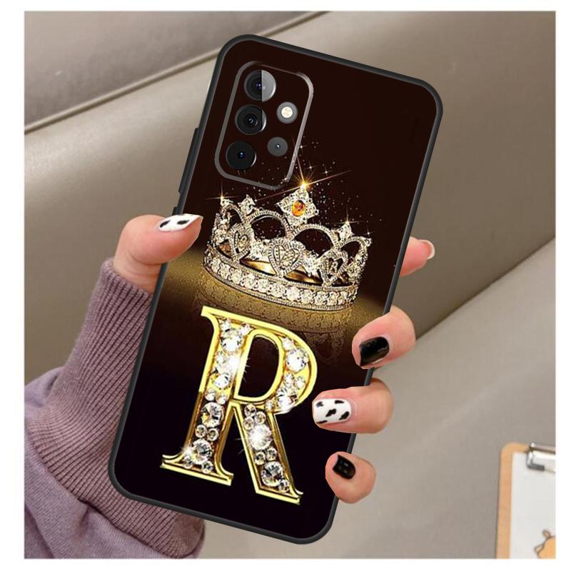 Letter Monogram Goud Marmeren Hoesje Voor Samsung Galaxy A56 A16 A26 A36 A06 A52 A53 A33 A13 A34 A54 A14 A15 A35 A55 A22 A32