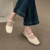 Gentle fairy style with skirt evening shoes low heel bag head sandals women's shoes simple and versatile rear empty square head single shoes