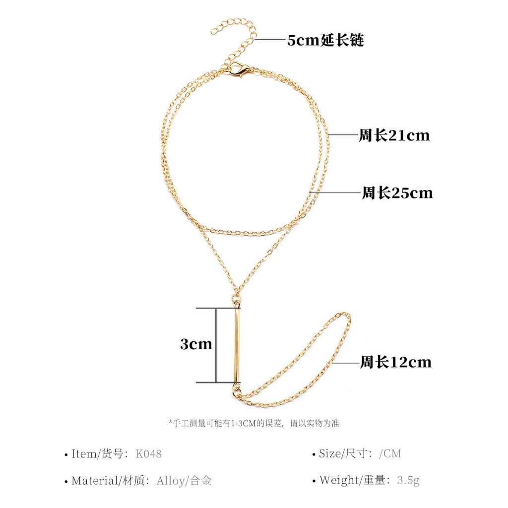European and American summer fashion versatile new models, simple, metal rod, triangular chain, finger anklet