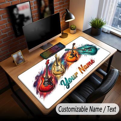 Music Guitar Theme Custom Mouse Pad Personalized With Name Text Customized Desk Mat For Office Home Decor