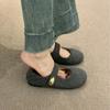 Retro Mori one-word buckle with grandma shoes for women's 2025 new cute round head flat shoes