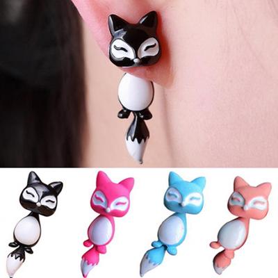 1Pc Women's Chic Cute 3D Fox Ear Stud Gift Party Lovely Cartoon Animal Earring AVE
