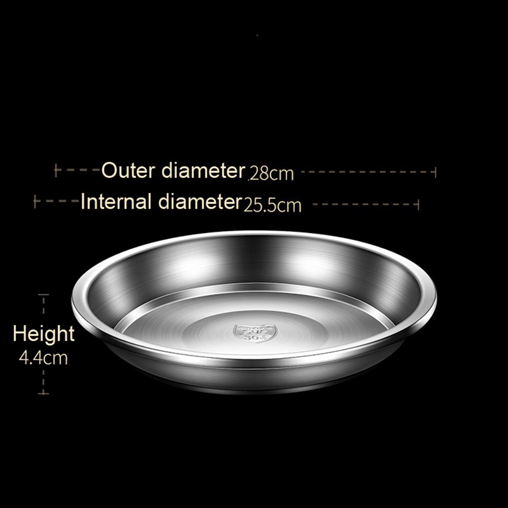 304 Stainless Steel Dinner Plates Multipurpose Deep Plate Round Tray China Style Dining Plate