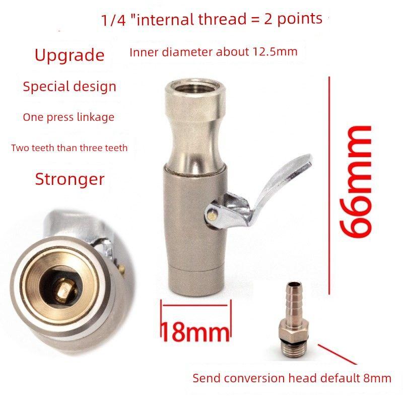 

Car Air Pump Threaded Nozzle Adapter Screw-In Type D Quick Self-Locking Clamp Head Press-In Air Hose Extension Adapter 1/4 Clip Upgrade with 8mm Rod Adapter Included