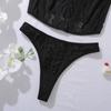 Conjunto de Sujetador de Encaje Francés Sexy Malla Ultradelgado Lencería para Mujer Conjunto de Tops de Verano con Tirantes Ropa Interior Moldeadora Negra Sujetadores con Conjuntos de Tanga