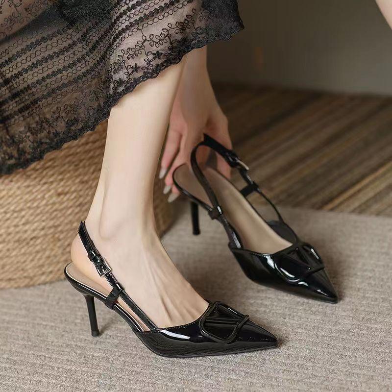 Elegant Open Toe High Heel Shoes With Rubber Sole And Slipon Design For Formal Events