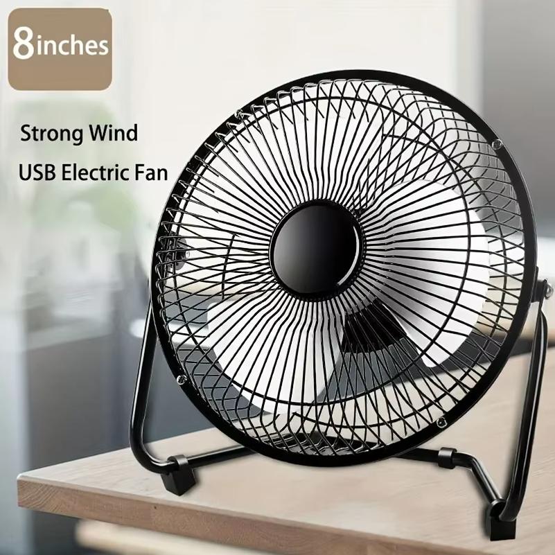 4/6/8" Desktop Portable USB Electric Desktop Fan with 2 Adjustable Speeds 4 Blades for Strong Airflow, And 360° Adjustable Angle
