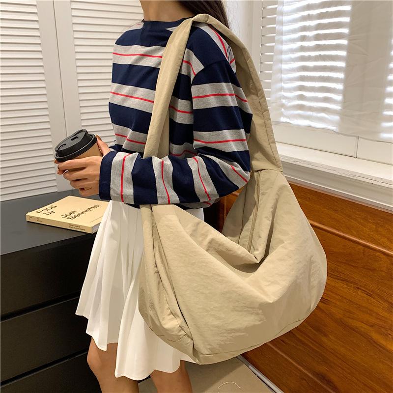 Canvas Tote Bag, New Large-capacity Trendy Cool Lazy Style Casual Armpit Bag, Korean Version of Daily Simple Commuting Bag