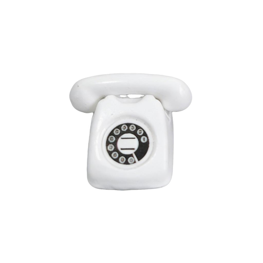 1/4 PCS Mini Vintage Rotary Telephone – 1:12 Miniature Retro Desk Phone for Dollhouse, Fairy Garden Paths & Micro Landscapes