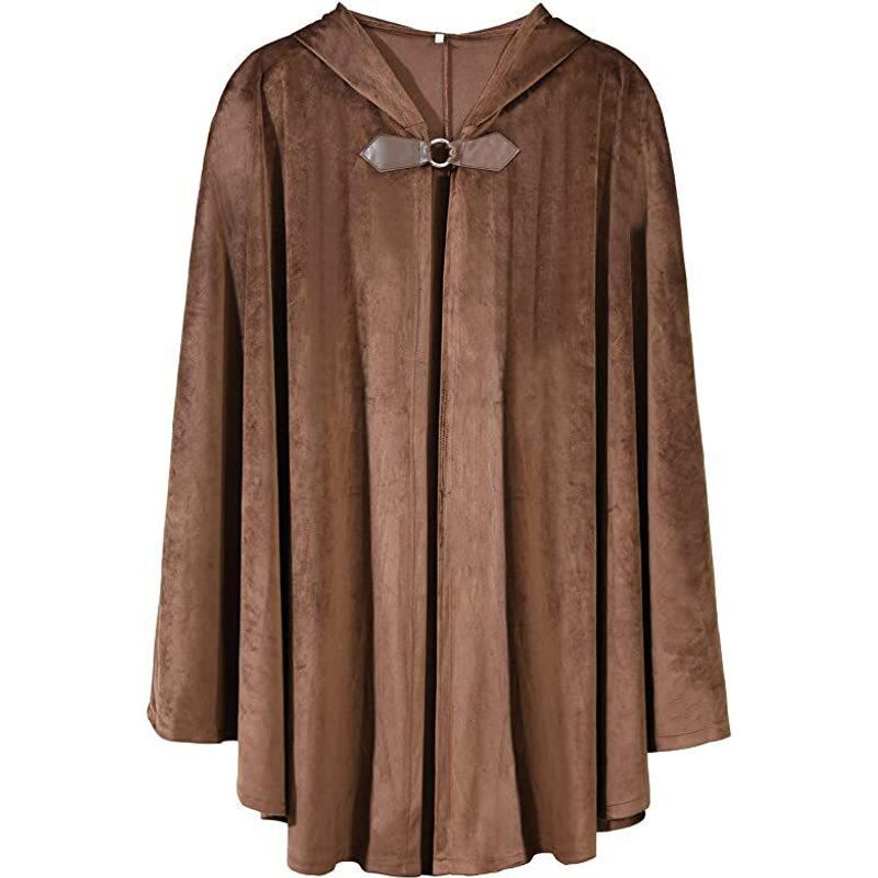 Medieval Suede Cape Halloween Retro Battle Cloak Role-Playing Cosplay Costume Suede Cape