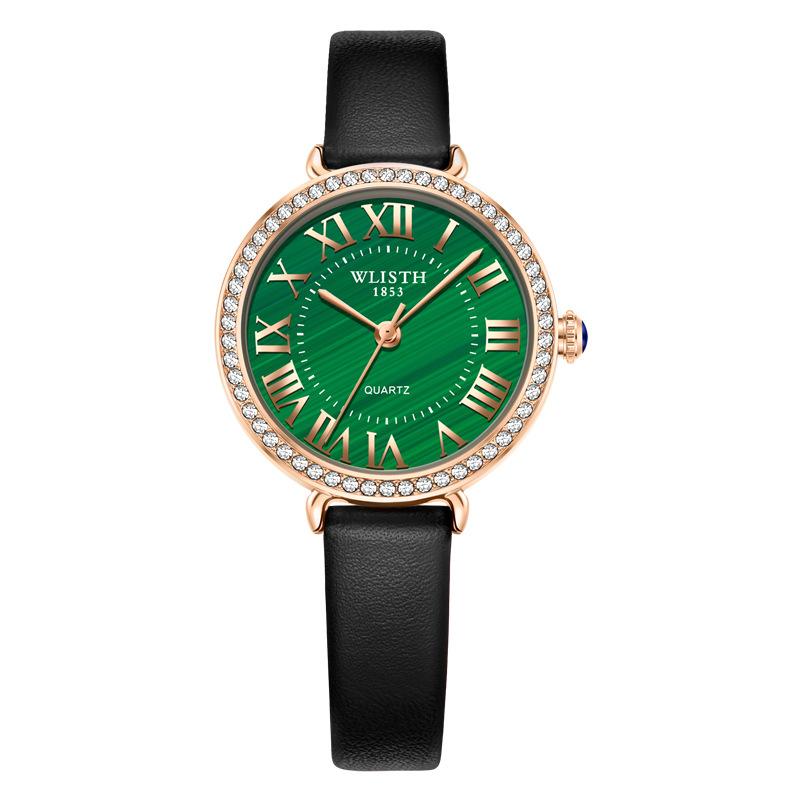 Luxus Marke Uhren Mode-Trend Quarz Leder Gürtel frauen Uhr Diamant-verkrustete Einfache Temperament Damen Uhr