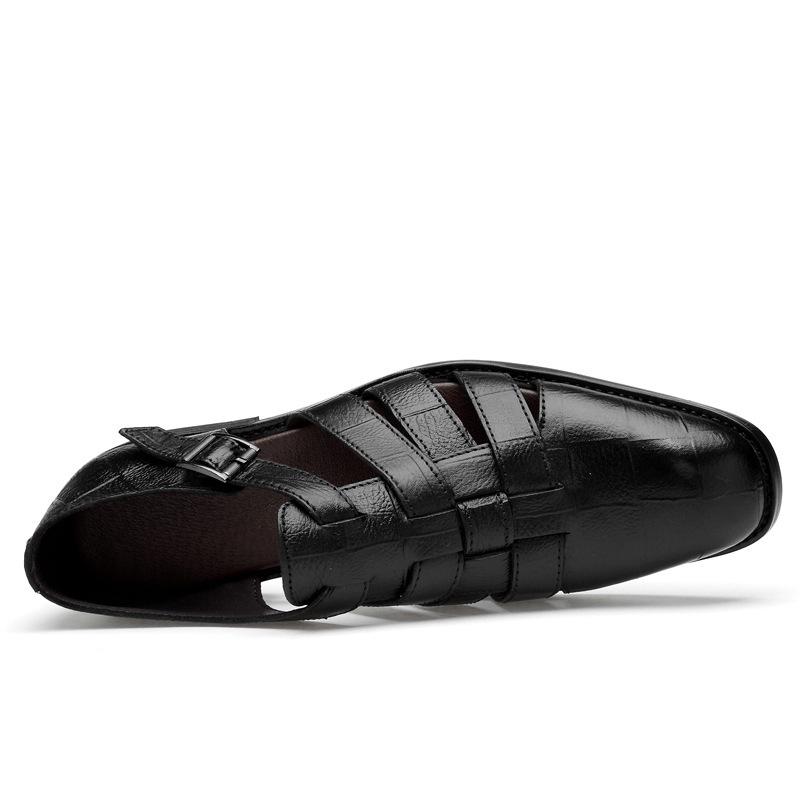 Source New Flat Bottom Wedge Heel Round Head Hollow Decorative Buckle Casual Versatile Boys Men'S Sandals Shoes