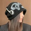 2025 Korean Lazy Wind Personalized Jacquard Stacking Hat Autumn and Winter Warm Fleece Versatile Retro Knitted Baotou Hat