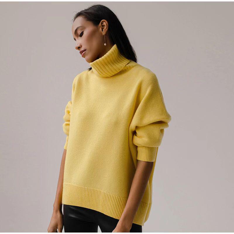 European & American Women's Thick Knit Sweater - Autumn/Winter, Loose High Neck Pullover