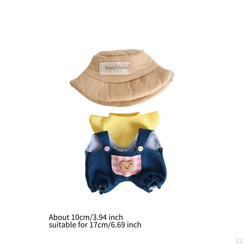 Ubranka dla lalek dla 17cm pluszowych akcesoriów DIY kostiumy kreskówkowe różowe kombinezony w kratę