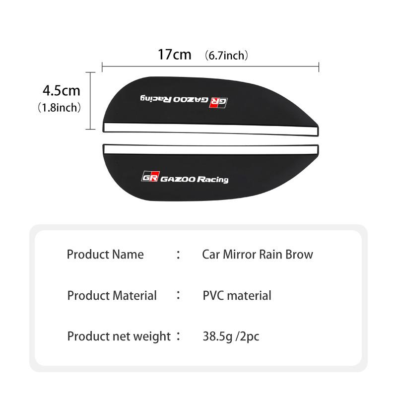 For Toyota 2PCS Soft Rubber Rearview Mirror Rain Eyebrow Styling Accessories GR MN Crown RAV4 Yaris Land Cruiser Corolla Prius