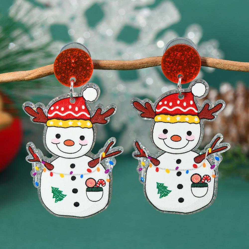 Christmas Earrings: Cute Reindeer, Snowman & Chicken - Festive Acrylic Jewelry for European & American Celebrations