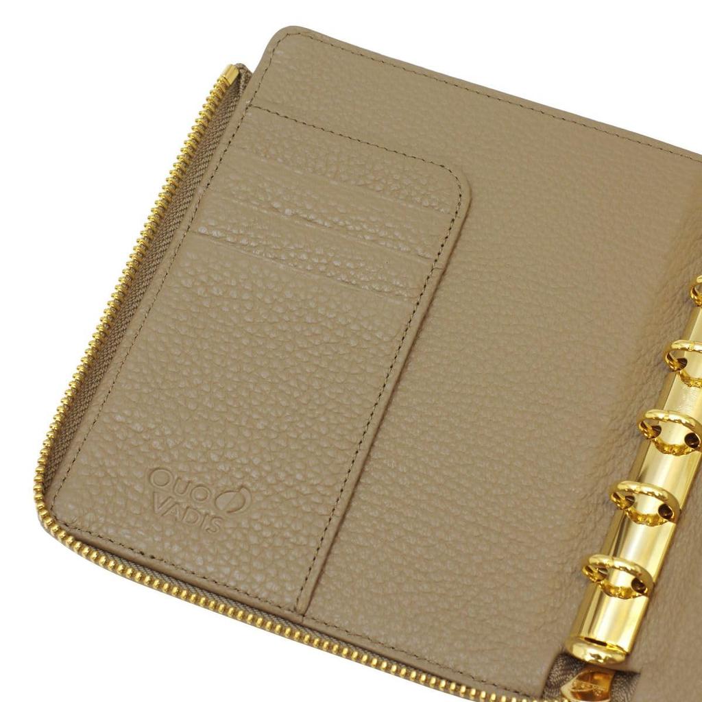Quo Vadis System Organizer Cover 6 Size L Zip Timer 14 Dusty Pastel Italian Leather Taupe QUOVADIS Timer14 qv937lzdptp [Mini Cover]