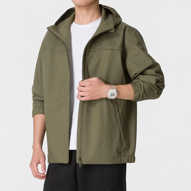 Men's Adidas Running Jackets Men's Army Green Hooded Non Detachable Moderate