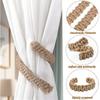 4 Pack Braided Curtain Tiebacks, Farmhouse Boho Rustic Holdbacks, Handmade Decor Accessories for Home Office Bedroom Window Drapes (4, Natural)