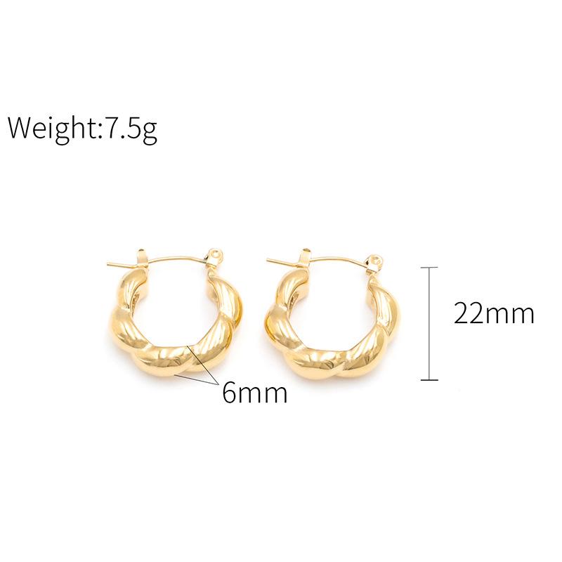 Accessories Niche Premium Sense Geometric Ear Buckles Earrings Personality Versatile Titanium Steel Twist Kink Earrings