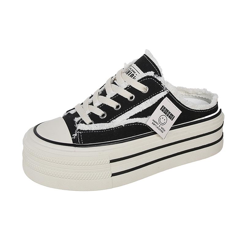 

Лето 2024 Толстые шлепанцы Платформа Женские тапочки и Женские сандалии Обувь на высоте Мюли Уличные Водонепроницаемые Обычные Новая мода 40 чёрный