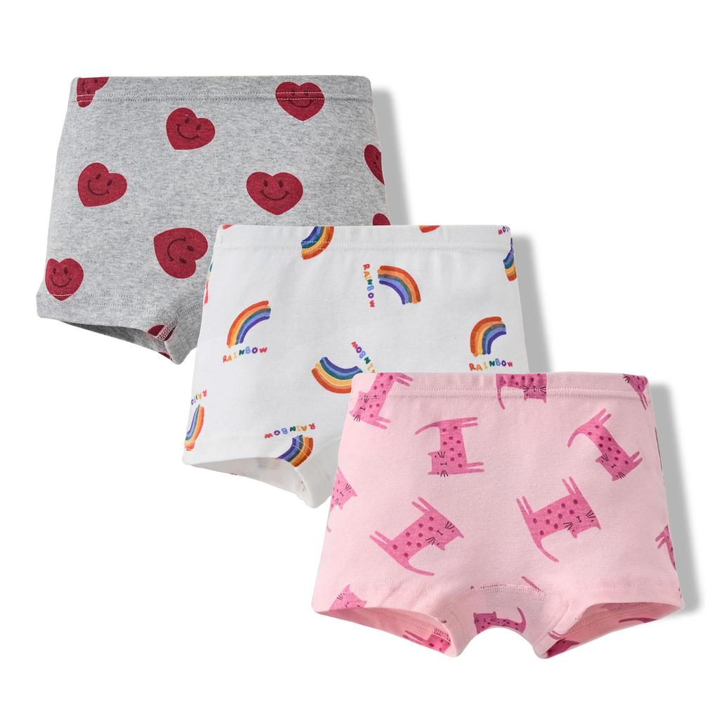 Girls' Pure Cotton Cartoon Boxer Briefs - Breathable School Shorts
