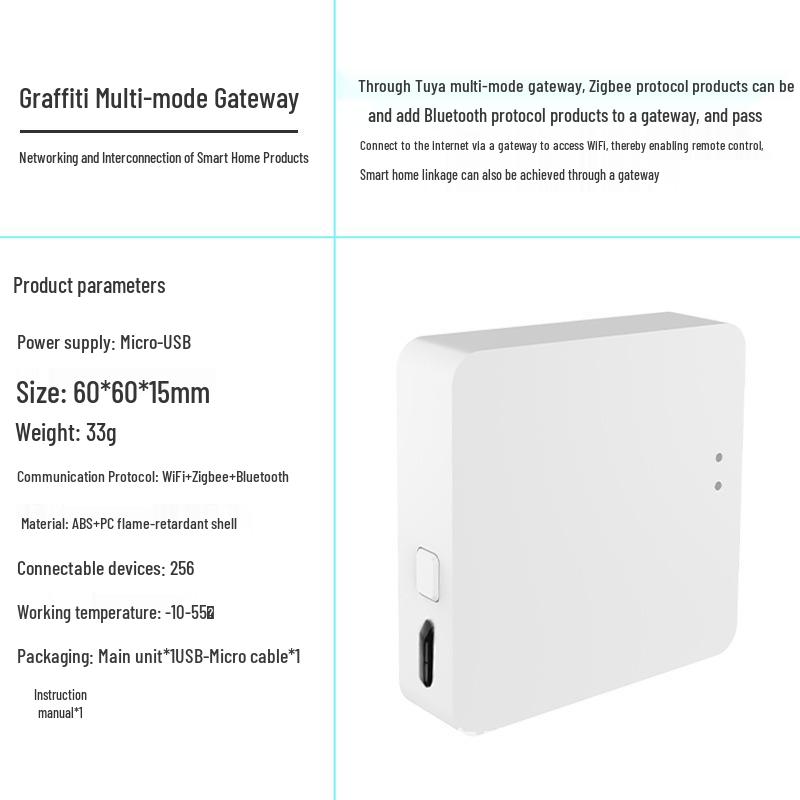 Tuya Smart Multi-Mode Bluetooth Zigbee Gateway with Remote App Control - Mini Wireless Hub for Centralized Management