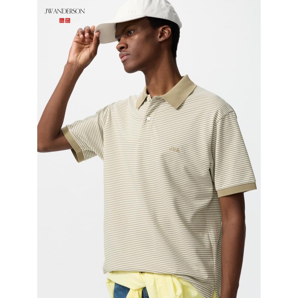 Uniqlo Japan Dry Kanoko Border Polo Shirt