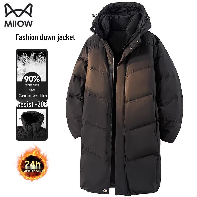 MiiOW Men s Hooded Long Winter Down Jacket XL