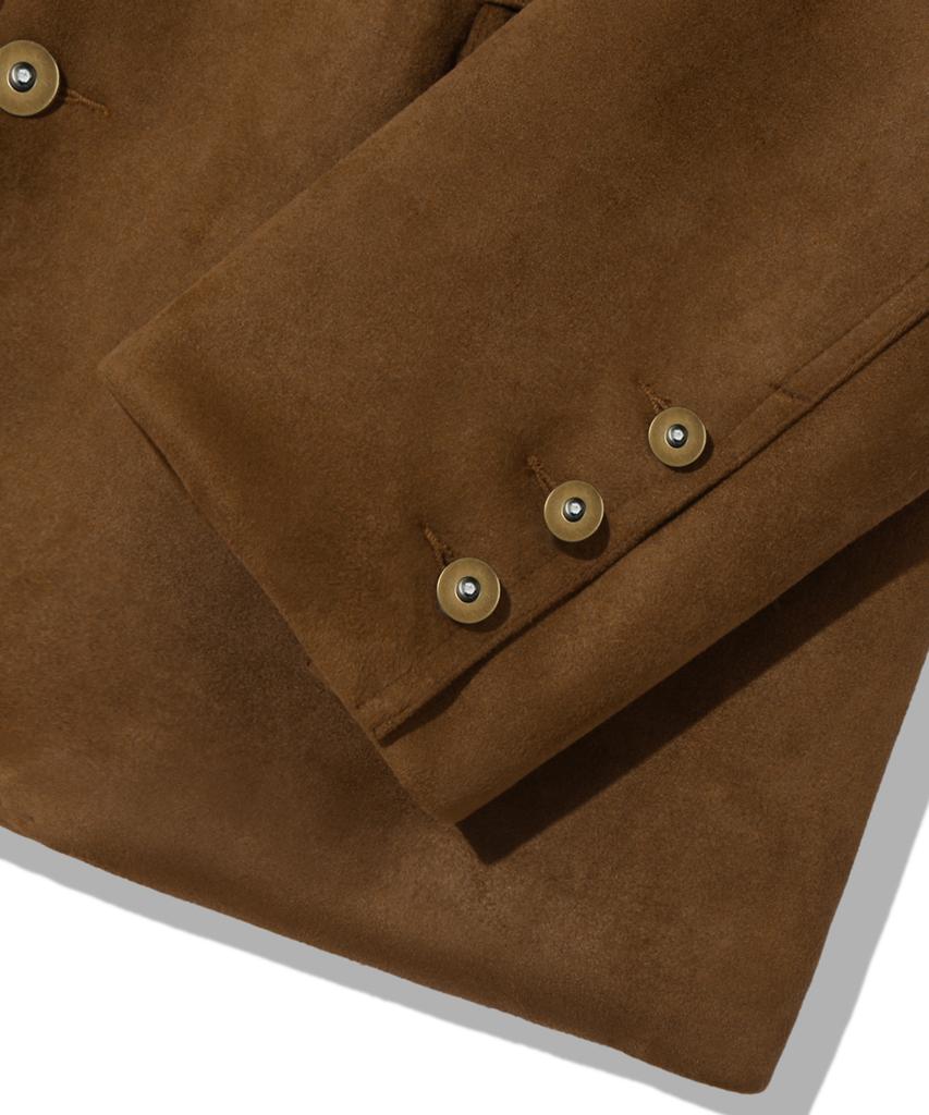 Trillion Suede Elbow Patch 3-Button Blazer Jacket [Brown]