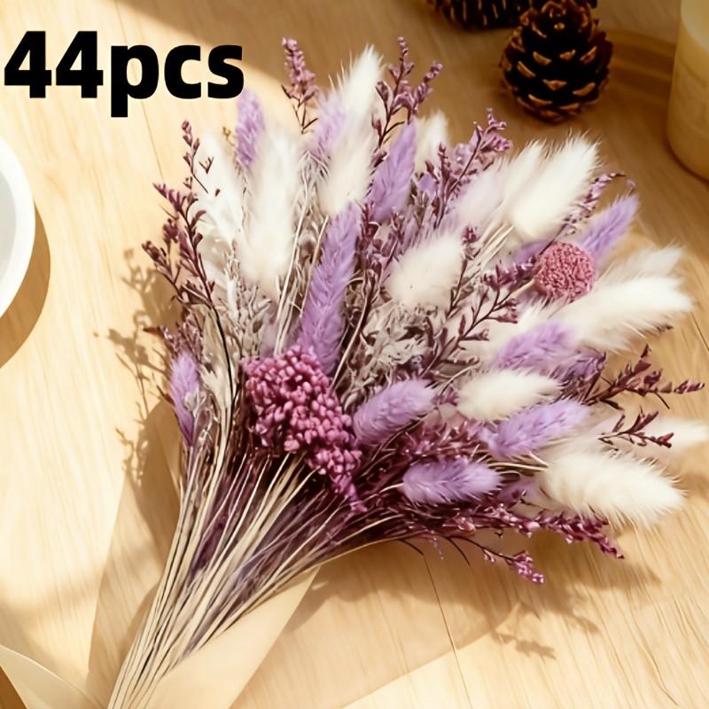 

Artificial Flower Bouquet with Lavender-Purple White Feathers & Baby s Breath Boho Wedding, Home Decorations фиолетовый