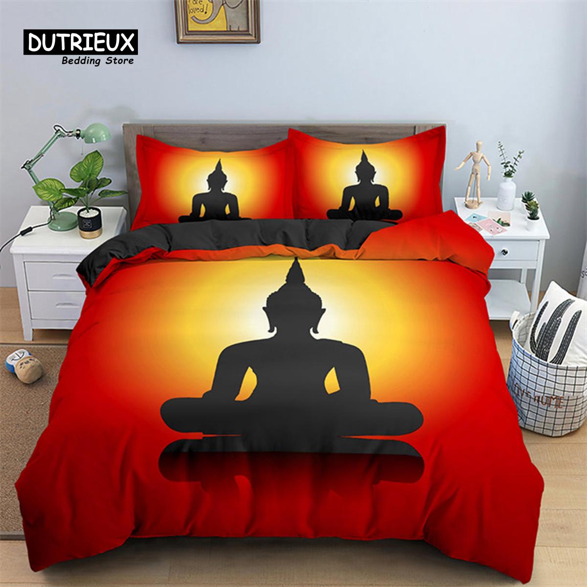 

Пододеяльник для йоги, чехол для одеяла для медитации, размер кинг, квин, микрофибра, 2/3 шт., комплект постельного белья с наволочкой, поза лотоса, сидячее положение EU single(135x200cm)