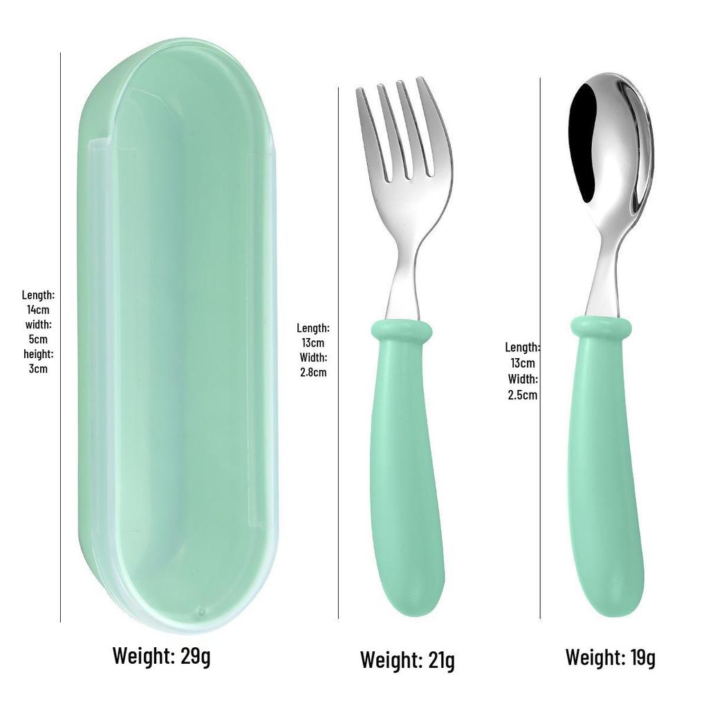 304 Stainless Steel Children's Cutlery Set - Spoon & Fork 3-Piece for Outings