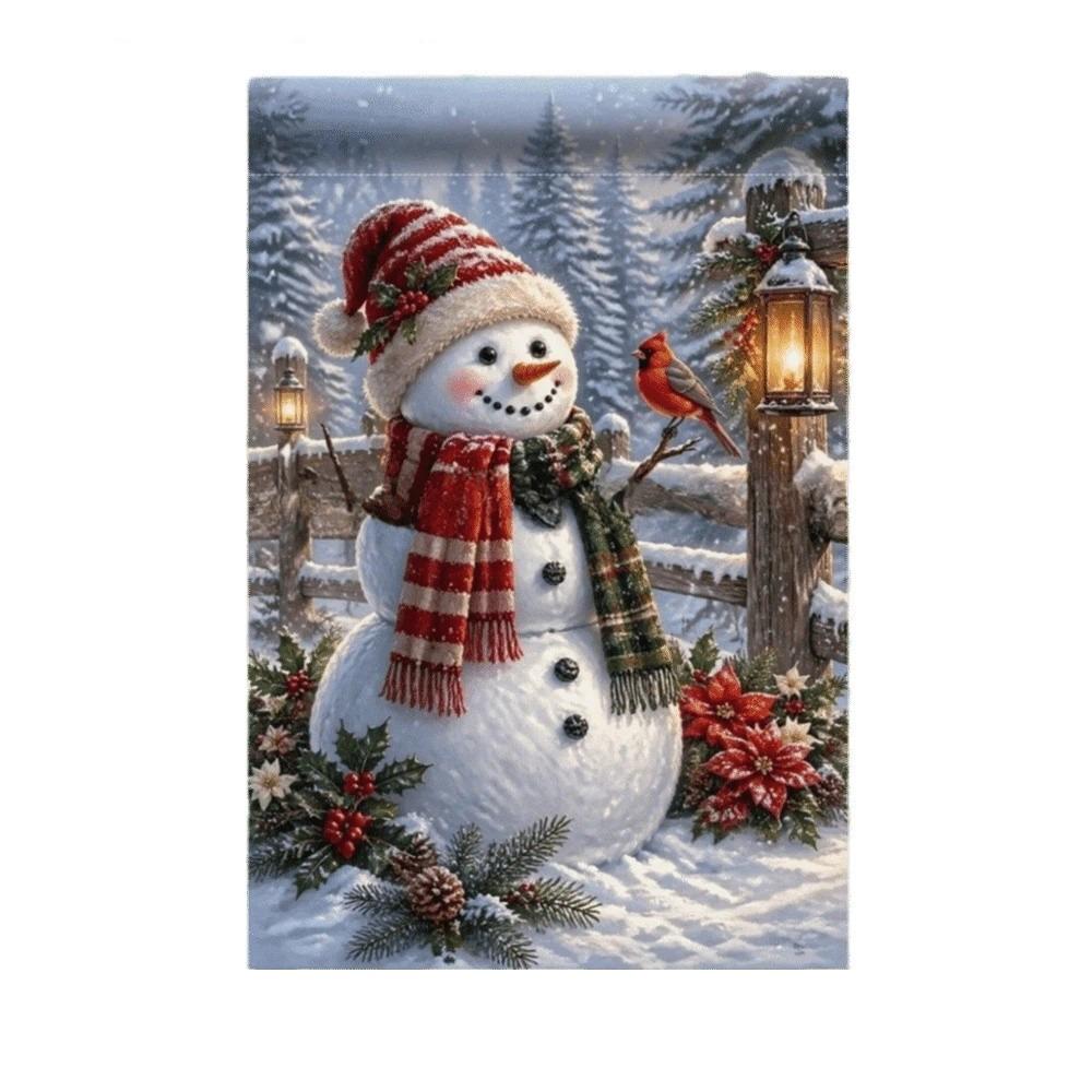 Santa Claus Christmas Garden Flag Single-sided Printing Elk Snowman House Yard Flag Large Banner Outdoor Decoration