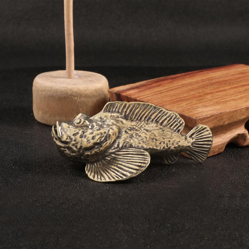 Stone Brass Ornament Shop Hall Desk Deep Sea Fish Decoration Craft Collection