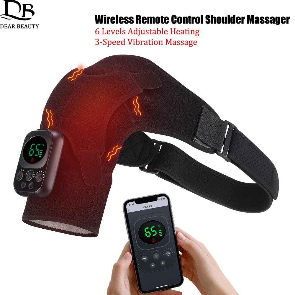 Electric Heating Shoulder Brace Wrap Wireless Remote Control Vibration Shoulder Massager Support Belt Strap For Muscle Relax