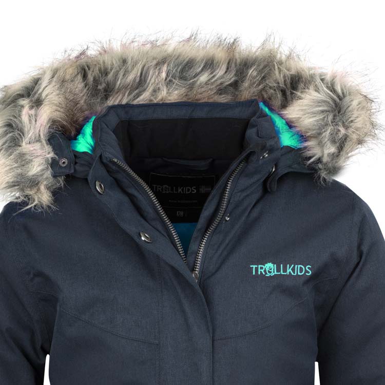 Warm Waterproof Girls' Jacket Trollkids Girls Oslo Coat XT Winter Navy Blue (180-609)